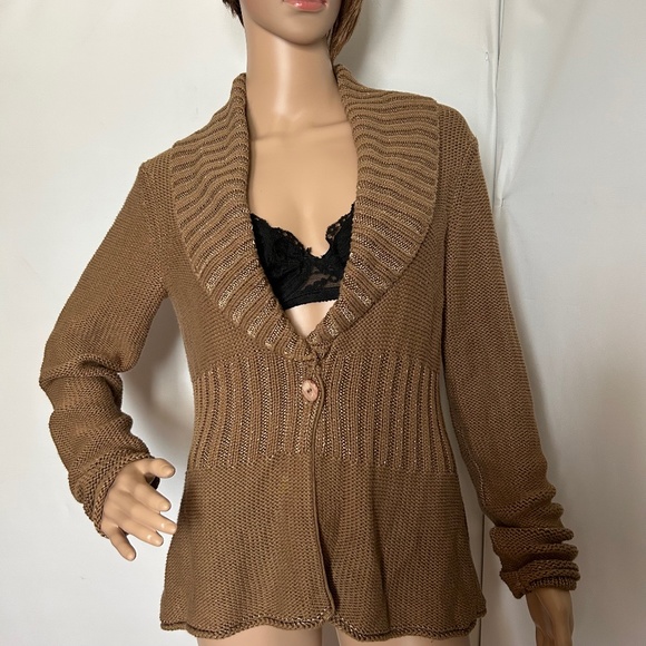 Calvin Klein Jeans Sweaters - Calvin Klein Jeans Tan/Brown Cardigan One Front Button Closure Size P/S